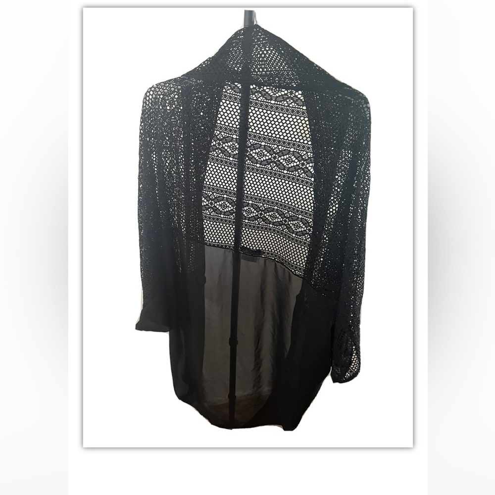 Guess. Black mesh swim coverup. Shrug. Used. Crochet. - Picture 5 of 8
